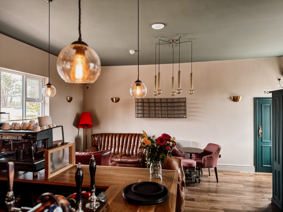 Our bar & sofa area with soft lighting